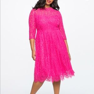 Eloquii pink lace fit and flare dress size 18